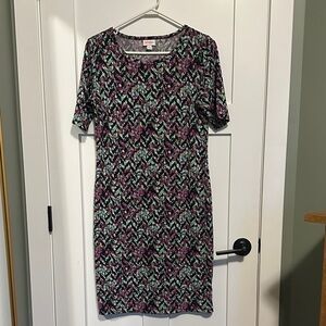 LuLaRoe Black and Purple Midi Dress